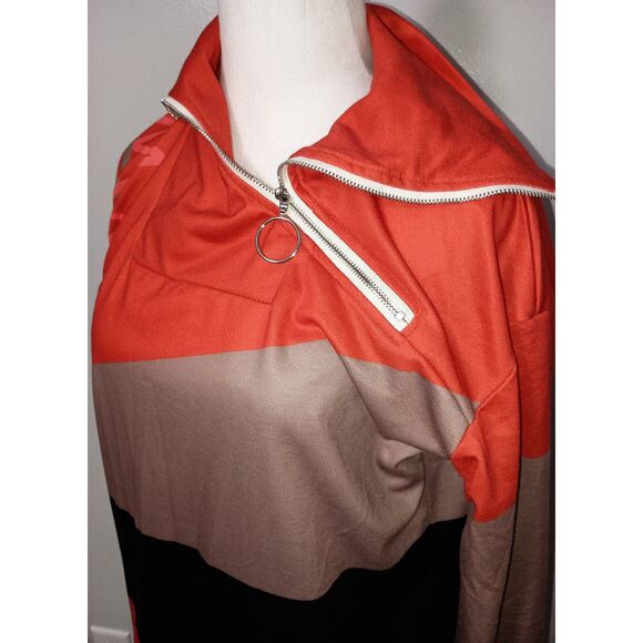 Red/Cream/Brown Athletic Jacket, Size M - Picture 2 of 6